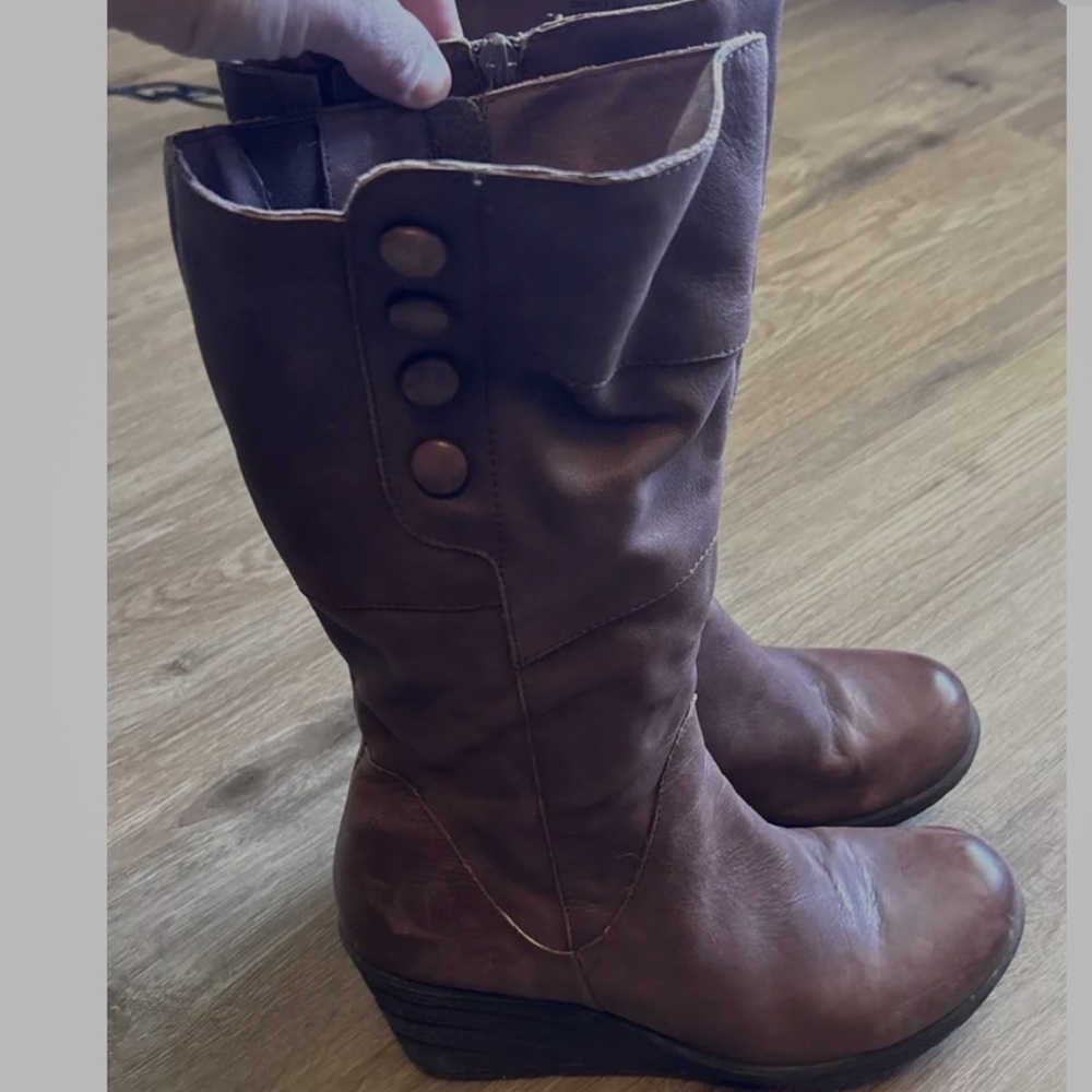 Miz Mooz Brown Leather Mid Calf Boots Tarani Size 9